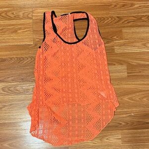Neon Orange Crochet Sleeveless Top
